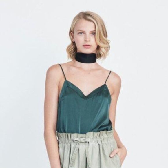 Siizu emerald green silk cami top, M, NWT - Picture 1 of 7